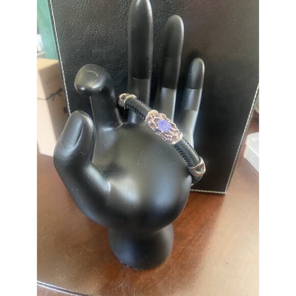 Black URU Bracelet Silver 925 With Rough Tanzanite Purple - Picture 7 of 9